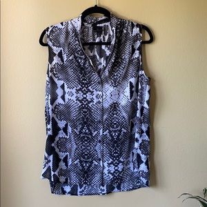 Snakeskin Print Sleeveless Blouse